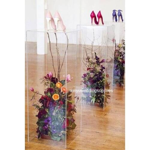 Different size 4pcs )75cm tall custom clear acrylic round square display stand acrylic plinth wedding stand senyu1748