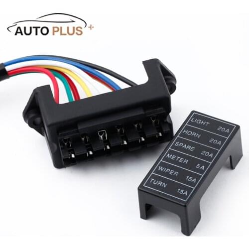 6 Way Car Fuse Box Circuit Car Trailer Auto Blade Fuse Box Block Holder DC 12v 24V 32V ATC ATO 2-input 6-ouput Wire