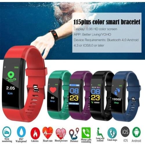 Bracelet ID115 Plus Sports Watch Bluetooth Waterproof Belt Message Reminder Heart Rate Fitness Pedometer Men Women LED screen