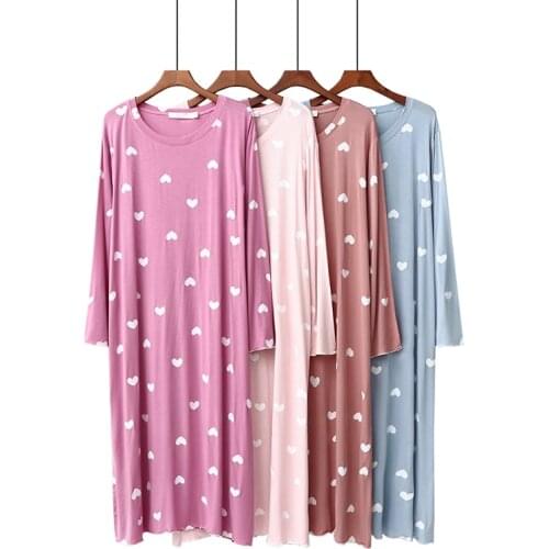 Brand Designer Homewear Women Casual Cartoon nightgown Ladies 100%Soft nightdress Female Round collar Plus size sleep dress