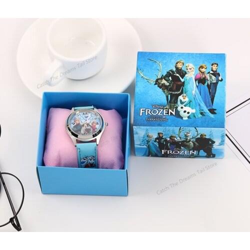 Frozen Watch with Box Creative Children Boxed Watches Primary School Cartoon Quartz Watch Fine Toy Birthday Gift Student Prize