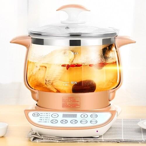 Boiling Kettle Household 2/3 Liters Multifunctional Health Pot Electric Stew Steaming Porridge Pot Thickened Glass Soup Pot