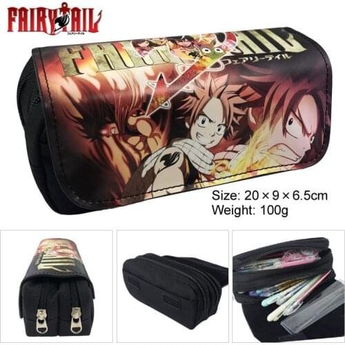 Anime Pencil Case Big Canvas Kawaii Pencil Bags Stationery FAIRY TAIL Pen Case For Boys Trousse Double Layer School Pencil Cases