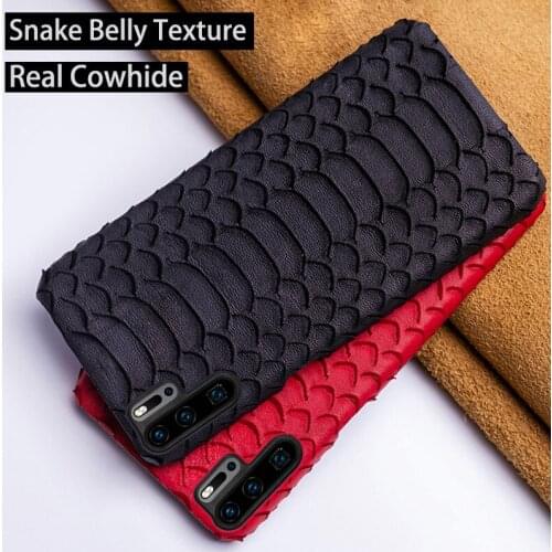 Cowhide Phone Case For Huawei P10 P20 P30 lite Y9 Y6 P Smart 2019 Mate 10 20 Pro Python texture For Honor 7X 7A 8 8X 9X 10 lite
