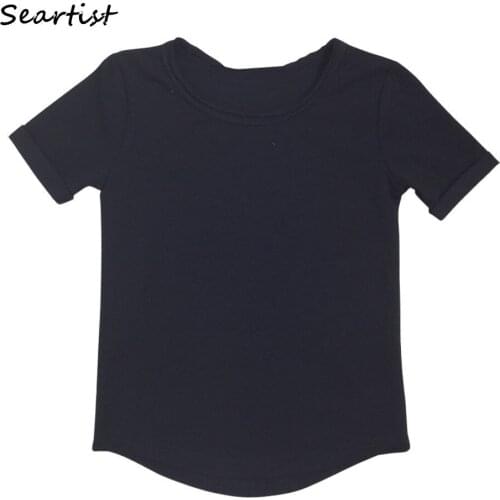 Seartist Kids T-shirt Baby Boy Clothes Short Sleeved T Shirt Tee Bebes Children Girls Unisex Plain Black Gray Tops 2021 New 48