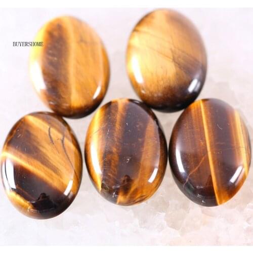 For Jewelry Making Necklace Pendant Bracelet Earrings 18x25MM&15x20MM Oval Natural Stone Bead Gold Tigers Eye CAB Cabochon 5Pcs