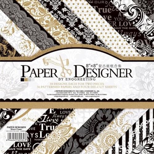 ENO Greeting 8inch Scrapbooking Paper Origami European Classic Background Craft Paper Cardmaking Damask Vintage Scrapbook Paper