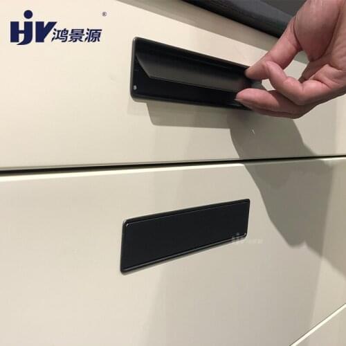 HJY Embedded Handle Slotted Invisible Drawer Furniture Hardware Handle Wardrobe Door Pulls Black Zinc Alloy Cabinet Knobs Z351