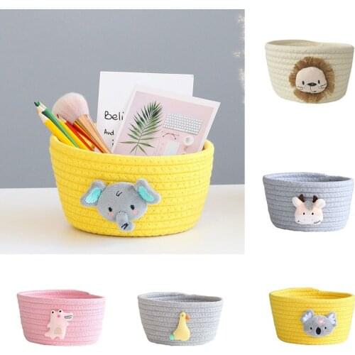 Cotton Rope Storage Baskets Animals Baby Dirty Clothes Laundry Key Mini Basket Handmade Weaving Desktop Sundries Organizer Box