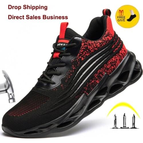 XPUHGM Men And Women Fashion Work Safety Shoes Outdoor Lightweight Safety Sneakers Men Women Steel Toe Anti Smashing Work Boots