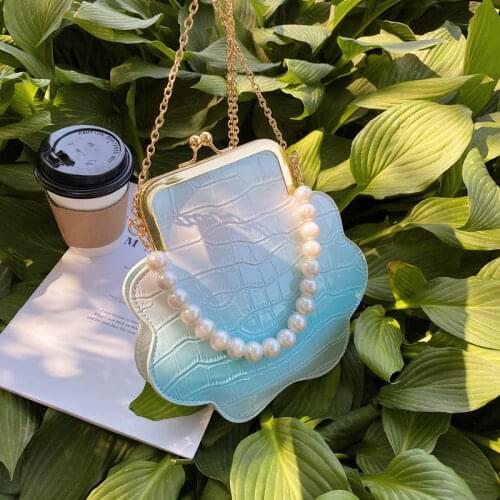 Stone pattern Pearl Mini Tote bag 2021 Summer New High-quality PU Leather Womens Designer Handbag Chain Shoulder Messenger Bag