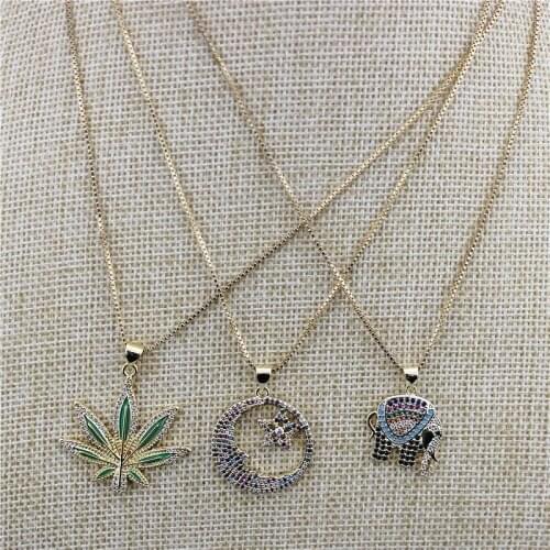 16inch 10str/lot Fashion cz pendant charm necklace,cubic zirconia micro pave pendant necklace, handmade necklace jewelry