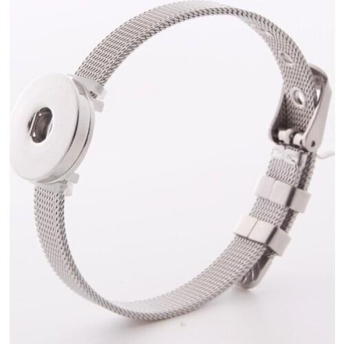 Fashion Stainless Steel Watch Band Bracelet Buckle alloy Snap Button Charm Snap Bangles for Men fit DIY18mm Snap Buttons