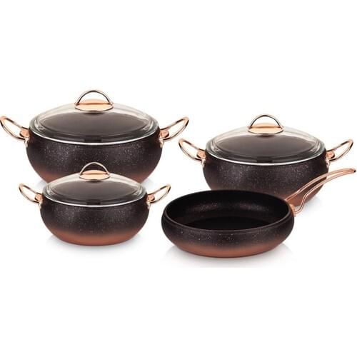 Oms 7 Piece Granite Sphere Cookware Set Copper Color