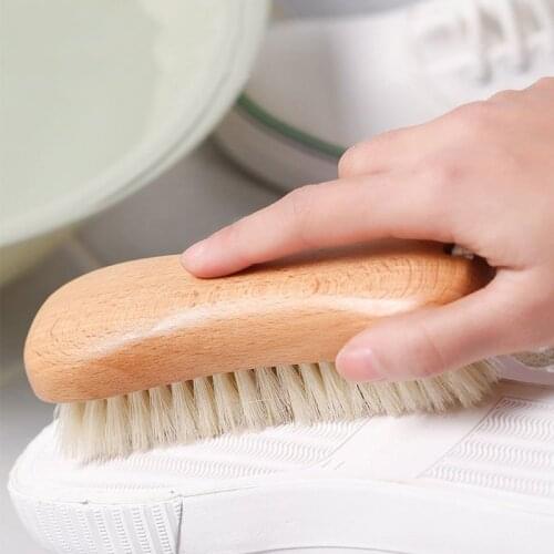 Natural Hard Bristle Laundry Brush with Wooden Handle Scrub Out Tough Stains Shoes Clothes Garment Cleaning Tools