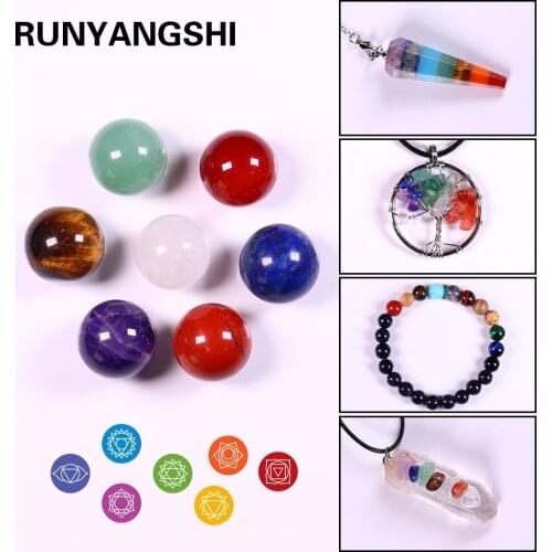 Natural crystal stone Seven chakras crystal ball pendulum pendant Mineral Specimens Healing Gems Wedding Decor