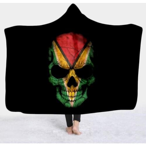 PLstar Cosmos Hooded Blanket for Adult Gothic Color Skull Sherpa Fleece Wearable Throw Blanket Microfiber Galaxy Bedding style-5