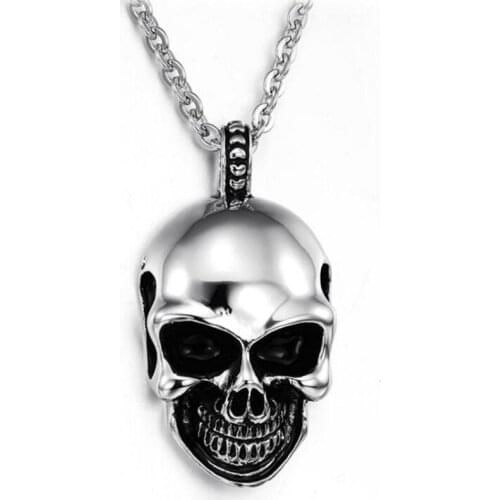 Punk stainless steel skull couple pendant necklace retro personality hip-hop style student necklace