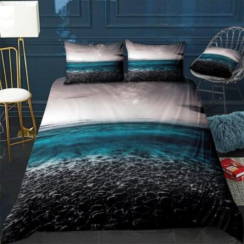 Beach Quilt Cover Pillowcase 3Piece Comforter Bedding Set With Pillow Case Single Double Duvet Cover Home Decora