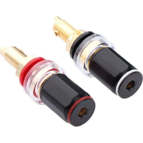 Premium 2Pcs Speaker Terminal Binding Post Connectors Banana Plug 56mm Total Length Gold