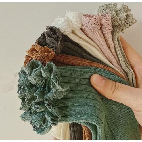 Pudcoco Socks 1-8 Years Newborn Baby Ruffles Solid Ankle Toddler Infant Cotton Cute Medium Tube Summer for Children Kids Girls