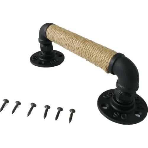 Industrial Style Antique Pipe Furniture Pulls Barn Sliding Door Handles European Wrought Iron Black Pull Handle Hardware