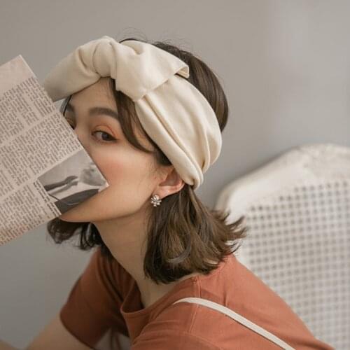Ruoshui Woman Autumn Vintage Bowknot Hairband Cotton Headband Bezel Woman Hair Accessories Headwrap Turban Headwear