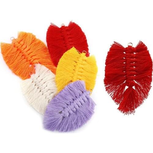 2/6Pcs Large Braided Tassels Leaves Shape Earring Tassel for DIY Earrings Pendant Jewelry Making Findings Accessories Supplies
