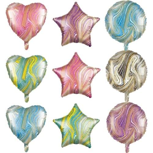 10pcs 18inch mixed marble balloons star heart foil balloons wedding birthday party decoration helium globos pentagram air balls