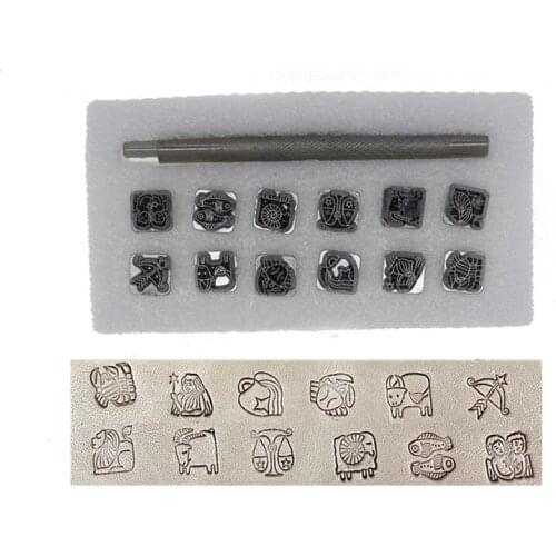Stamps for Leather Zodiac Grass Constellation Animal Mold Set for Leathercraft Stamping Embossing Handmade Diy Work Tool