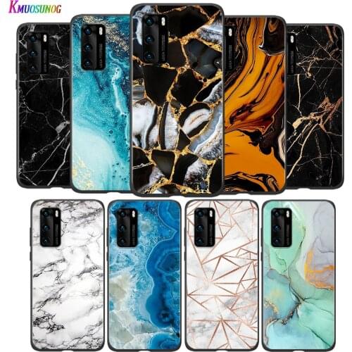 Silicone Case Granite Stone Marble Texture For Huawei P8 P9 P10 P20 P30 Pro Lite 2019 mini P40 Lite 5G E Pro Plus Phone Case