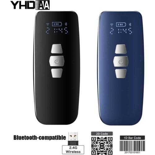 Bluetooth Barcode Scanner 2D QR Mini 2.4G Wireless Bar code Reader Quick Read Bar Code Phone Android MAC Windows Wireless Use
