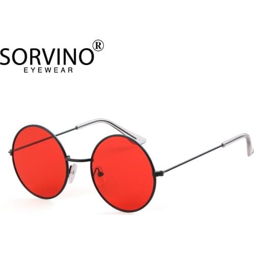 SORVINO Retro 90s Round Sunglasses Brand Designer 2021Fashion Men Circle Mirror Clear Lens Metal Small Sun Glasses For Women