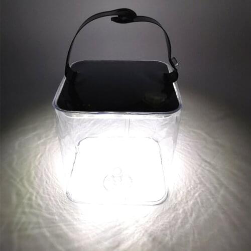 Solar LED Camping Tent Light Waterproof Folding Portable Emergency Lights Inflatable Three Modes For Garden Transparent Outdoor