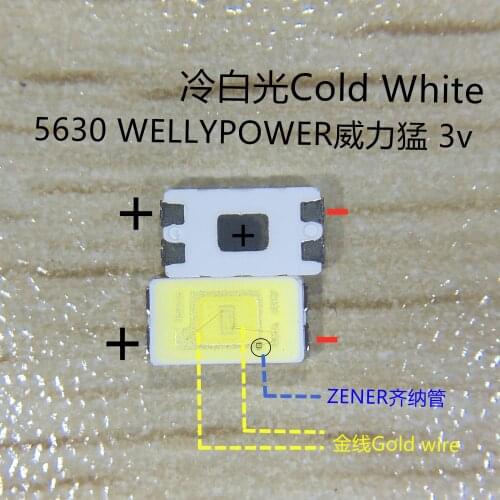 1000PCS WELLYPOWER LED LCD Backlight TV Application Middle Power LED Backlight 0.5W 3V 5630 Cool white LCD TV Backlight