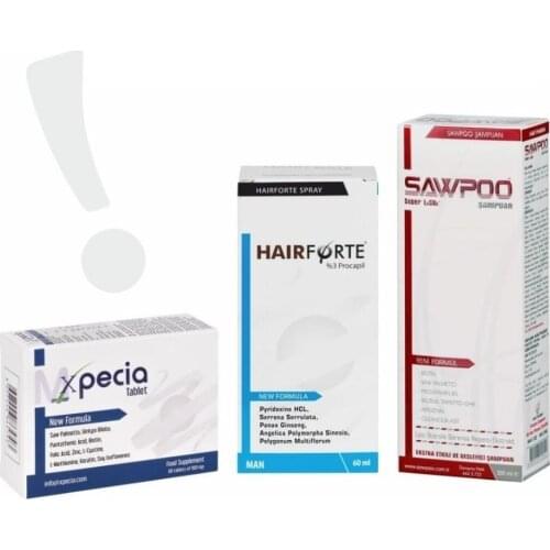 Xpecia Hair Loss Treatment Tablet for Men 60Tablets, Hairforte Spray 60ml Procapil %3 Sawpoo Shampoo 300ml DHT BLOCKING