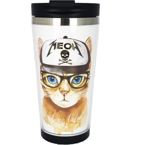 Catharsis Cat in the Hat Printed Thermos Cup