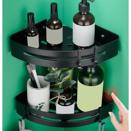 Aluminum Alloy Corner Shelves Punch Free Shampoo/Soap Storage Rack Good Load Capacity No Drilling Shower Shelf Triangle for Home