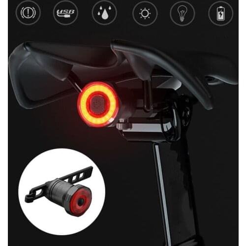 Smart Bicycle Rear Light Auto Start/Stop Brake Sensing Waterproof Flashlight USB Rechargeable Cycling Taillight With COB LED