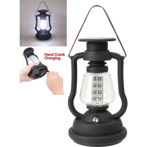 Vintage LED Lantern Camping Light Solar Hand Crank Rechargeable LED Portable Lantern For Tent Fishing Garden Outdoor Emergency