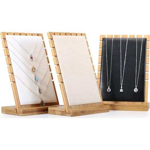 High Quality Bamboo Necklace Display Stand Multi Pendant Show Rack Shelf Jewelry Holder Necklace Showcase