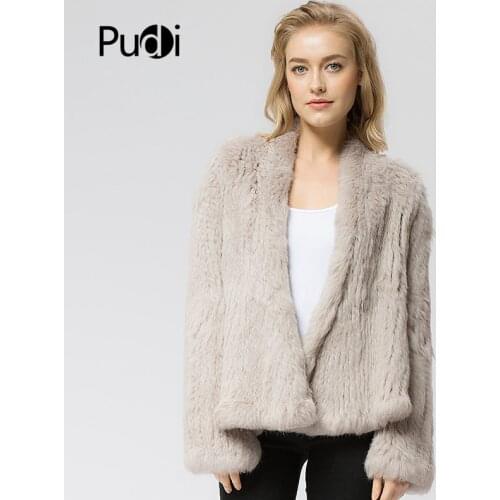CR002Knitted knit new real rabbit fur coat overcoat jacket womens winter thick warm genuine fur coat