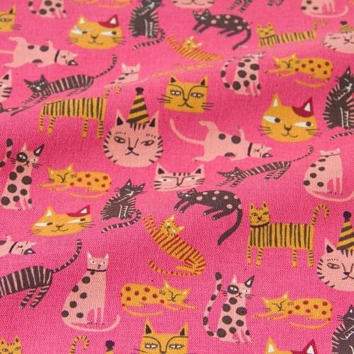 Half-Meter Japanese KOKKA Cotton Linen Fabric Patchwork Fabric Cute Kitten B