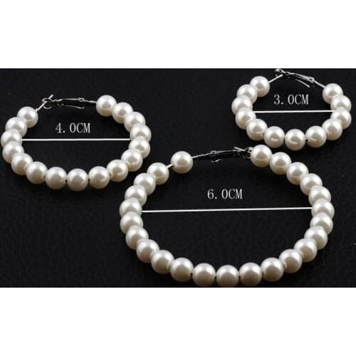 SMJEL Big Pearl Earrings for Women Luxury Pearl Circle Ear Rings Earrings 6CM Fashion Europe Nightclub Engagement Jewelry