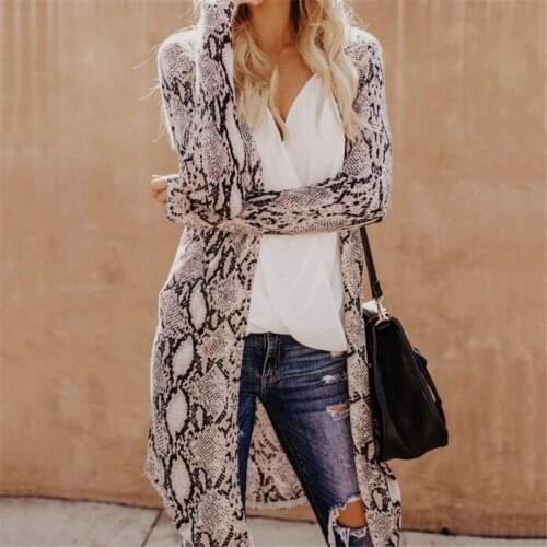 2021 Sexy Fashion Camouflage Leopard Snakeskin Print Women Open Stitch Long Sleeve Cardigan Jacket New Women Cardigans