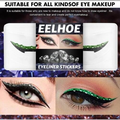 1 Pair Diamond Eyeliner Eyelashes Sticker Reusable Eyeliner Sticker With Lashes Eyelid Tape Invisible Self-adhesive Sticker