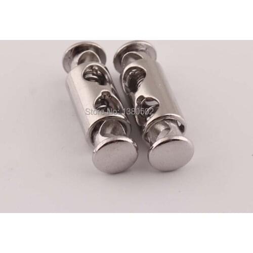 10pcs/lot Cord End Adjuster Double Barrel Cord Lock Metal Paracord Toggle Cord Locks buckle for backpack Garment Hat accessories