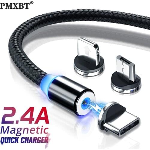 2.4A Magnetic USB Cable Fast Charging For Xiaomi Samsung Note 9 QC 3.0 Charger Type C Cord Mobile Phone Micro Cable Magnet USB