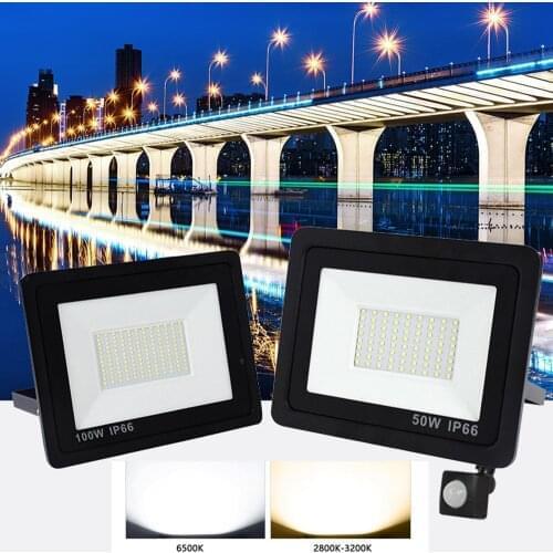 220V Ultra-thin Sensor Floodlight LED IP65 Waterproof Outdoor 10W 20W 30W 50W 100W 150W 200W Street Lights Astigmatism Spotlight