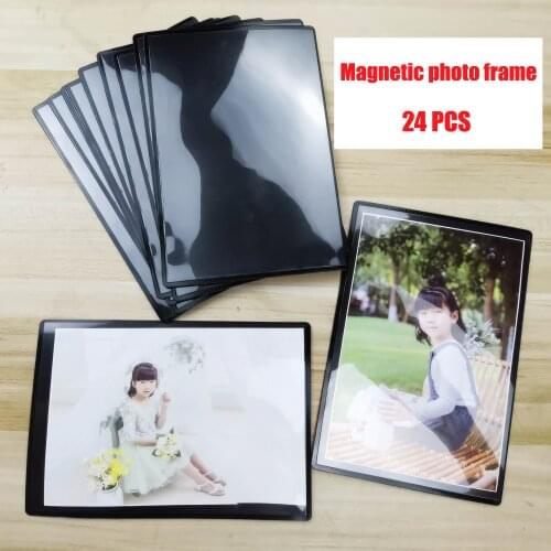 4R Pack of 24pcs , 4x6", Round Corner Magnetic Photo Frame Refrigerator, Fridge Photo Frames for fridge, Office Cabinet, Locker